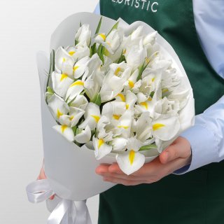 Букет из Белых Ирисов 25 шт «Белый лебедь» Букет из Белых Ирисов 25 шт «Белый лебедь»