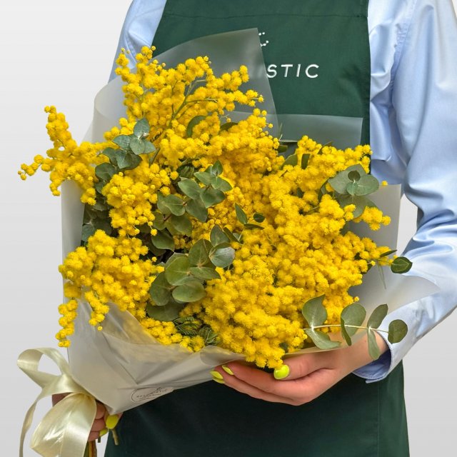 Букет из Мимоз 9 шт с эвкалиптом «Вестник тепла» Букет из Мимоз 9 шт с эвкалиптом «Вестник тепла»